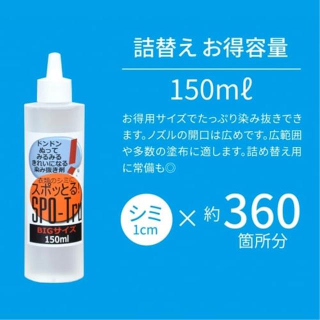 (宅急便コンパクト) ハッシュ 酵素分解シミ抜き スポッとる BIGサイズ 150ml JANコード 4582384990024_9