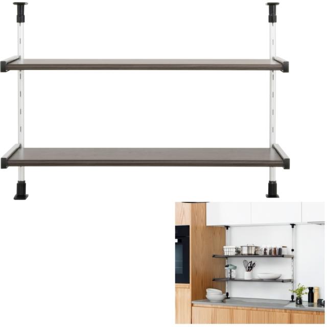 田窪工業所 モクメタルつっぱり棚 2段 MTP2-75 (幅75.6×奥行26×高さ55〜90cm) JANコード 4904780228295の通販は 5,780円