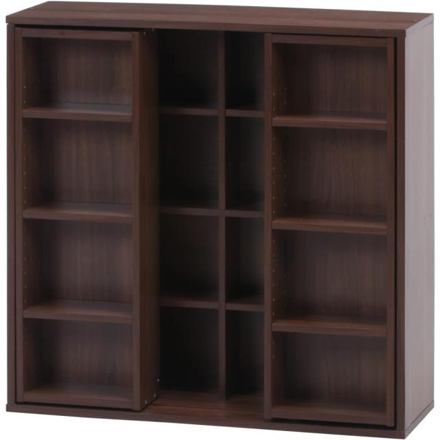 不二貿易 ダブルスライドラック 幅89×奥行29×高さ89cm ミディアムブラウン 可動棚 本棚 大容量 書籍 コミック JANコード 4953980992833