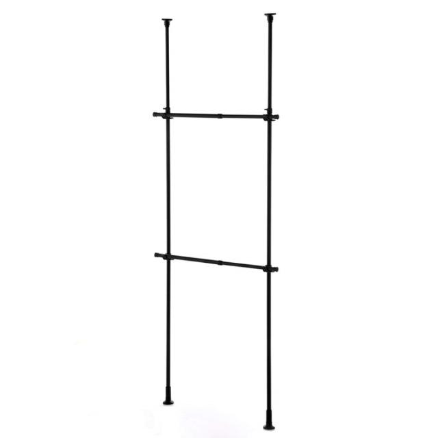 平安伸銅 突ぱり強力2段ハンガー TNP-3B マットブラック （幅56-95cm×奥行き10cm×高さ200-275cm）JANコード  4977612612418