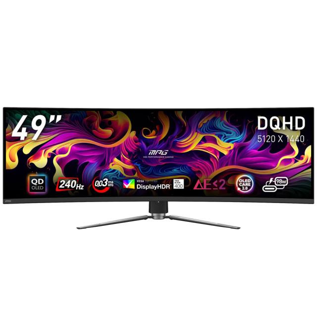 【お取り寄せ】MSI (MPG-491CQPX-QD-OLED) 49インチ DQHD 240Hz 湾曲ゲーミングモニター (湾曲1800R /5120 x 1440 (240Hz) /HDMI2.1 /Displayport1.4a /USB Type-C)(お取り寄せ)