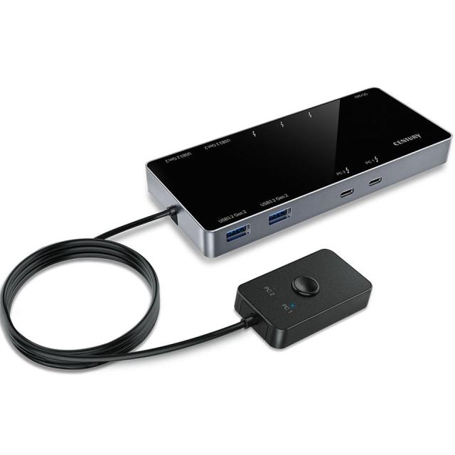 CENTURY (CKVMTB4UP60)TB4 KVM Dock PD60W Thunderbolt4接続 PC×2台切替器