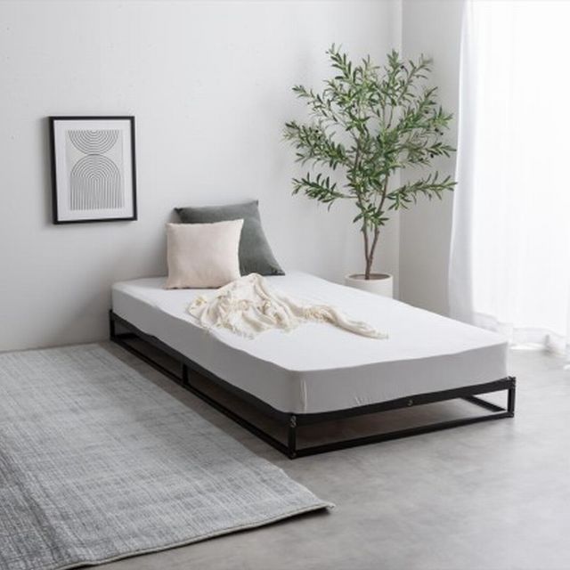 セミダブル 高密度ポケットコイルマットレス付 ベッド セミダブルベッド ベッドフレーム フレーム おしゃれ ローベッド フロアベッド 宮付き 宮棚
