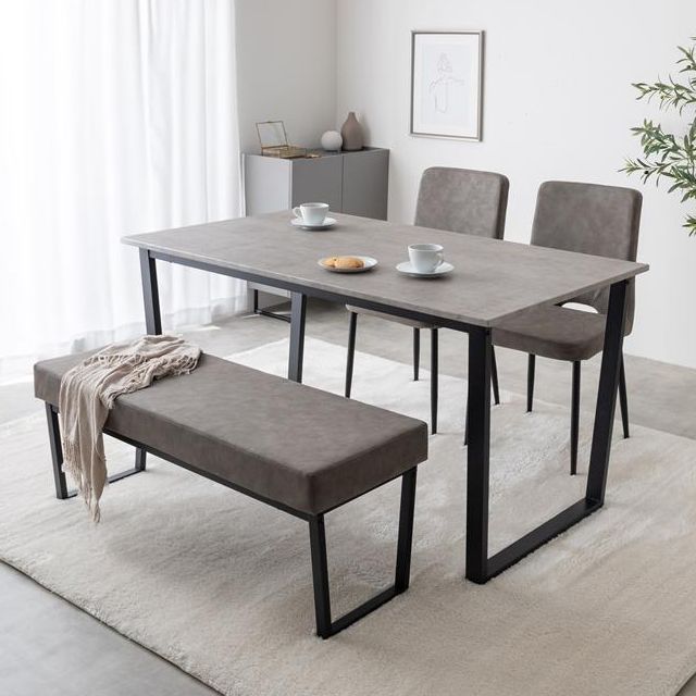 ★国内メーカー保証付★ 人気商品 再入荷 ダイニングテーブル 幅140cm チェア ベンチ 4点セット モダン カフェ風 逆台形脚 ダイニングセット メーカー直送 送料無料