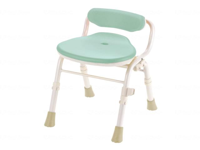 やわらかシャワーチェアクレオ折タタミ防カビプラス腰当付　ライトグリーン　幅３９ｃｍ