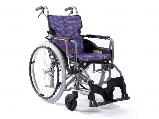 モダンＡｓｔｙｌｅ　背折れ自走用　ＫＭＤ−Ａ２２−４０−Ｍ　紫チェック（Ａ１１）　座幅４０−前座４３ｃｍ