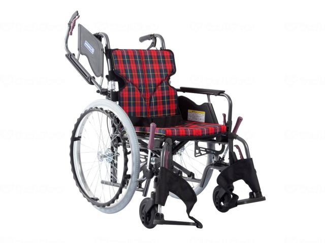 【チェック柄】カワムラサイクル 　モダンBstyle 自走用 22インチ中・高床  紫チェック(A11)  座幅42-前座45cm