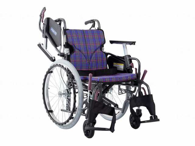 ﾓﾀﾞﾝCstyle 自走用 22ｲﾝﾁ中・高床/紫ﾁｪｯｸ(A11)/座幅40-前座45cm