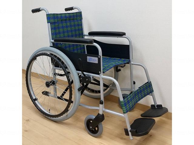 自走式標準形車いす　スタンダード（スチール）エアータイヤ　チェックグリーン　−