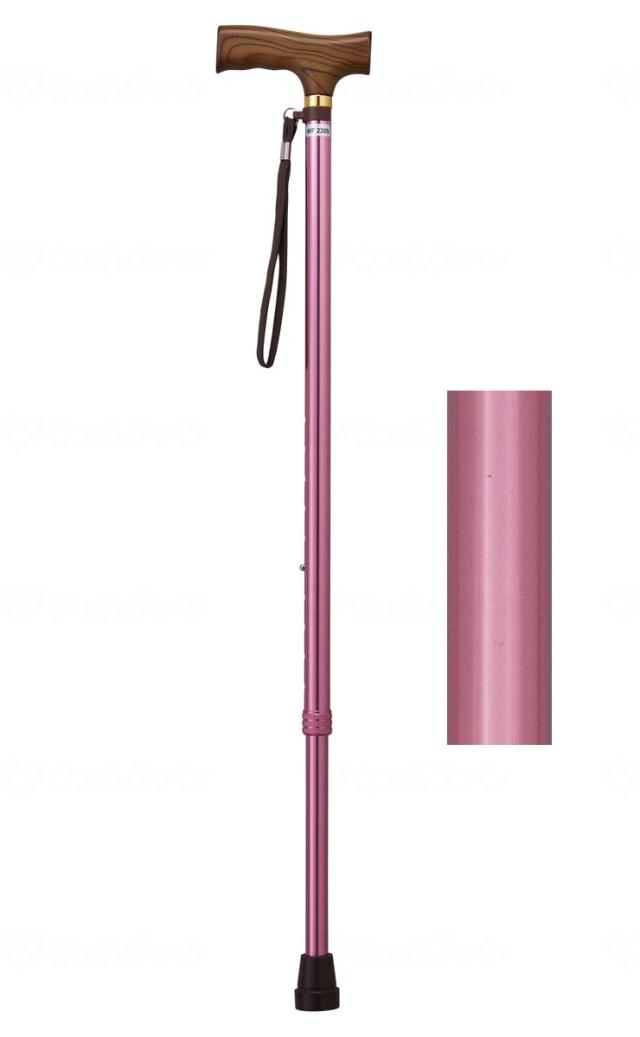 杖　年配　介護　一本杖　ベーシックタイプ　夢ライフステッキ　伸縮型（ベーシックタイプ）　ピンク　ギフトボックス仕様