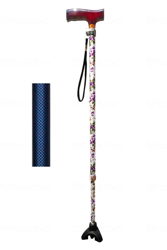 安心ステッキ　さんさ　青チェック柄　−