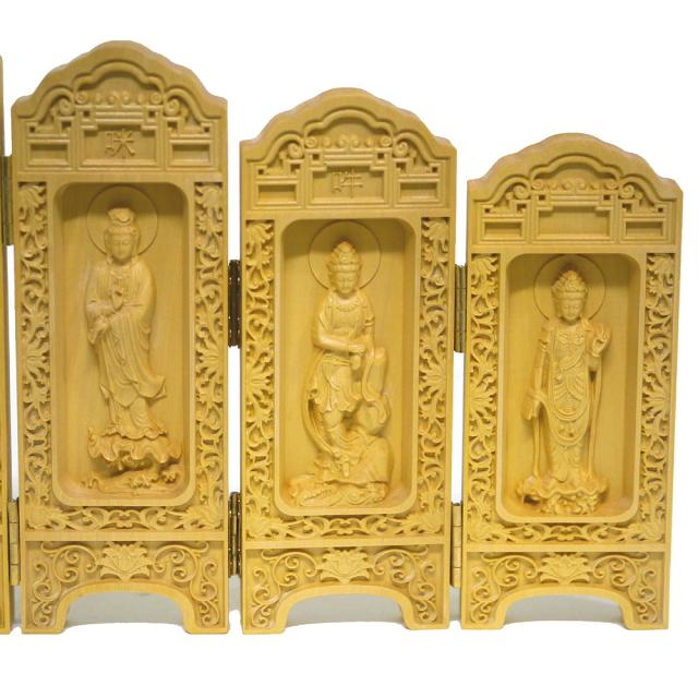 中国仏像木工彫刻の置物8面タイプ 1点物 エスニック アジアン雑貨