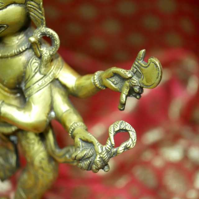 インドの神様ガネーシャの置物 真鍮製の大きなガネーシャです