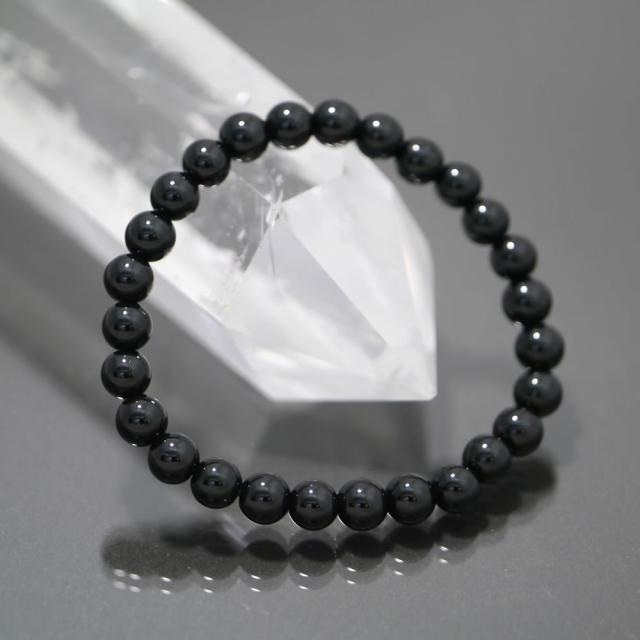 鑑別書付１点物 高品質黒水晶 モリオン 6mm 内径 手首周り 14cmブレスレット 天然石 除障石 厄除け 破魔