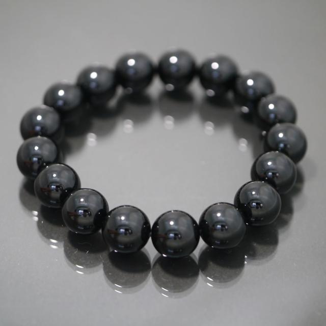 鑑別書付１点物 高品質黒水晶 モリオン 12mm 内径 手首周り 17cmブレスレット 天然石 除障石 厄除け 破魔_1