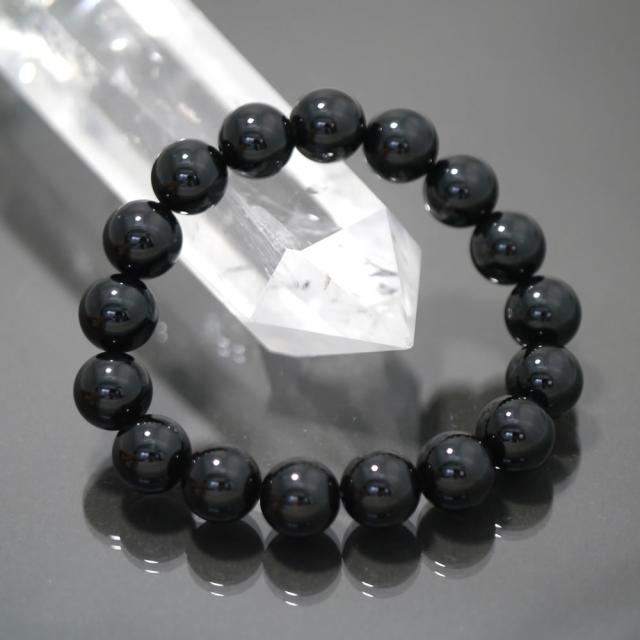 鑑別書付１点物 高品質黒水晶 モリオン 12mm 内径 手首周り 17cmブレスレット 天然石 除障石 厄除け 破魔