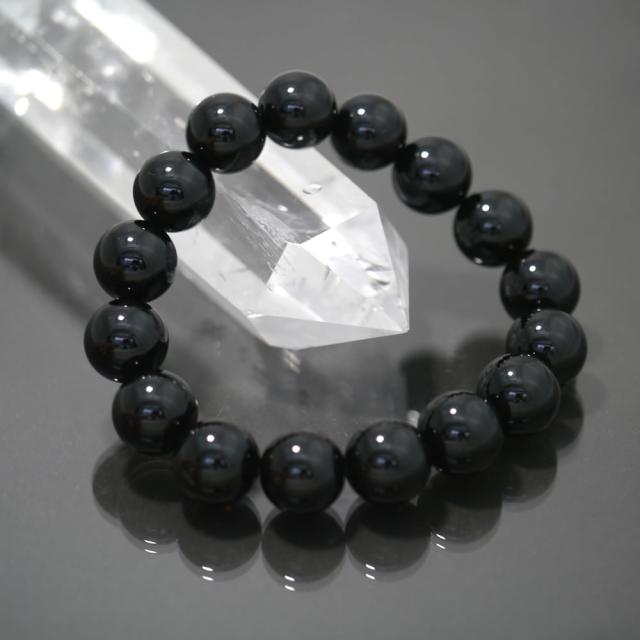 鑑別書付１点物 高品質黒水晶 モリオン 14mm 内径 手首周り 18cmブレスレット 天然石 除障石 厄除け 破魔