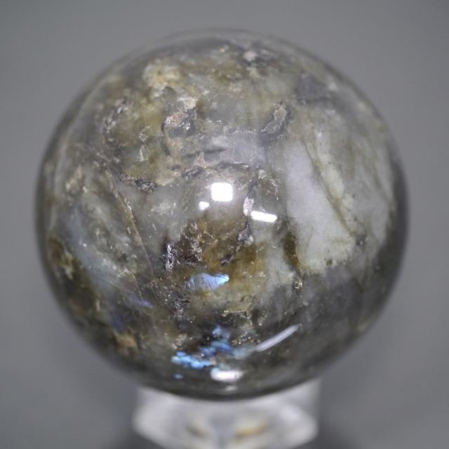 大玉ラブラドライト丸玉 一点物 約59.4mm 約299g 台座は付属しません 天然石・置物
