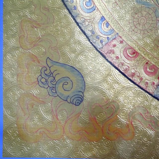 手書きのチベタン タンカ 額装 500角 時輪曼荼羅 カーラチャクラ曼荼羅 １点物 密教 アジアン雑貨_11