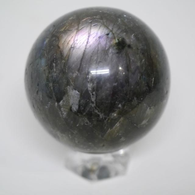 大玉ラブラドライト丸玉 一点物 約65.2mm 約400g 台座は付属しません 天然石・置物_6