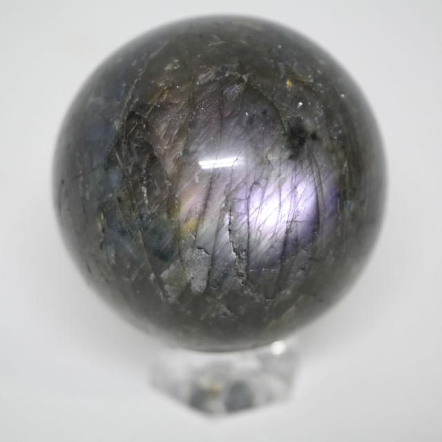 大玉ラブラドライト丸玉 一点物 約65.2mm 約400g 台座は付属しません 天然石・置物_7