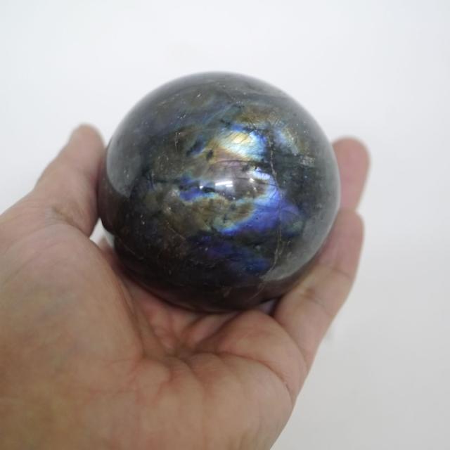 大玉ラブラドライト丸玉 一点物 約65.2mm 約400g 台座は付属しません 天然石・置物_8