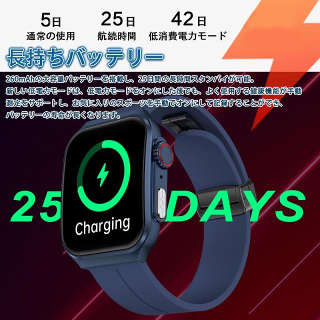 スマートウォッチ 血糖 血圧測定 ECG心電図 文字盤自由変更 1.96インチ曲面スクリーン 通話 体温 心拍数 血中酸素 睡眠_11