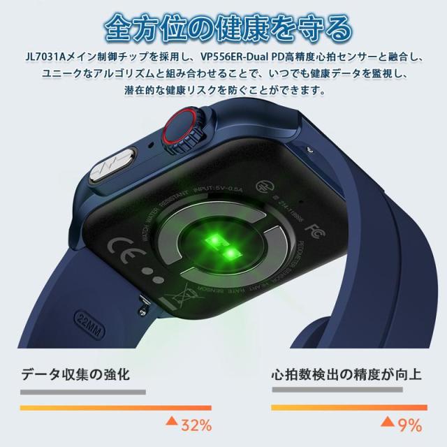 スマートウォッチ 血糖 血圧測定 ECG心電図 文字盤自由変更 1.96インチ曲面スクリーン 通話 体温 心拍数 血中酸素 睡眠_7