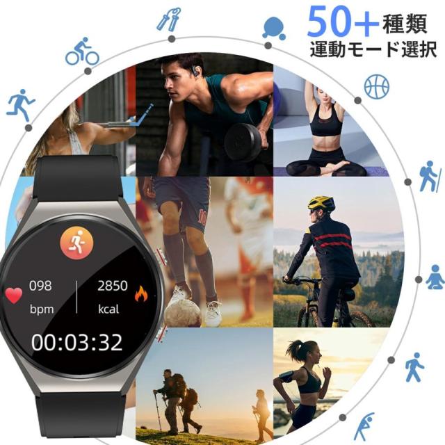 スマートウォッチ 皮膚温監視 血圧 血糖 スッキリ操作 心拍数 心電図計 血中酸素 歩数計 睡眠管理 誕生日 プレゼント_10