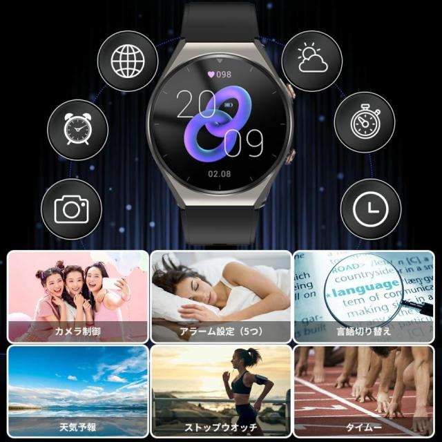 スマートウォッチ 皮膚温監視 血圧 血糖 スッキリ操作 心拍数 心電図計 血中酸素 歩数計 睡眠管理 誕生日 プレゼント_12