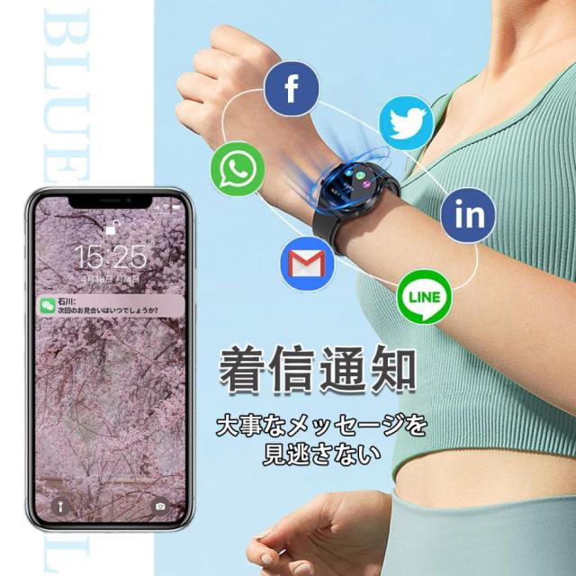スマートウォッチ 皮膚温監視 血圧 血糖 スッキリ操作 心拍数 心電図計 血中酸素 歩数計 睡眠管理 誕生日 プレゼント_4