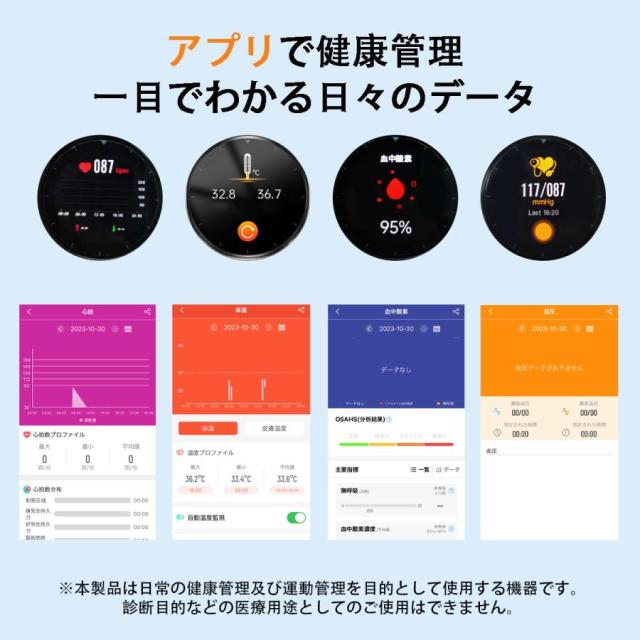 スマートウォッチ 皮膚温監視 血圧 血糖 スッキリ操作 心拍数 心電図計 血中酸素 歩数計 睡眠管理 誕生日 プレゼント_8