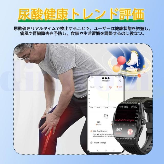 スマートウォッチ 血圧測定 通話機能付き 血中酸素 心拍数 睡眠管理 運動モード 尿酸 SOS機能 男女兼用 プレゼント_7