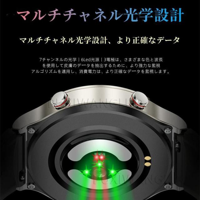スマートウォッチ 血糖 血圧測定 高精度 心電図 心拍数 睡眠管理 体温 血中酸素 防水 歩数計 運動モード 誕生日_1