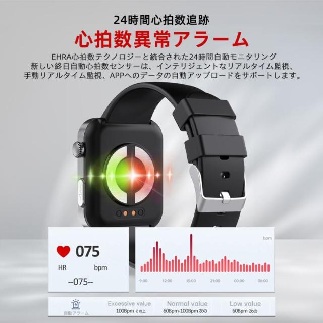 スマートウォッチ 健康管理 通話機能 心電図 血圧測定 SOS 着信通知 血中酸素 天気 心拍数 体温 歩数計 運動モード 年寄り お正月 プレゼント_2