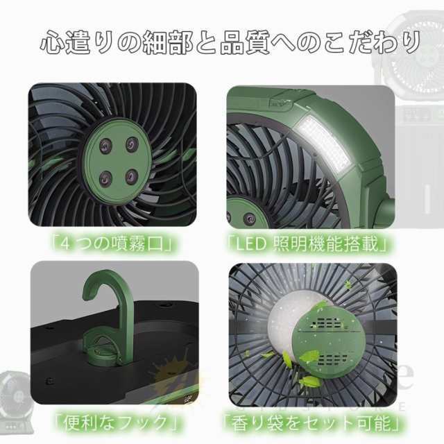 【ソロキャンプ必携】 扇風機 キャンプ扇風機 ソーラー扇風機 LED照明 6000mAh 超長航続 4 枚ソーラーパネル 自動首振り 瞬間冷却 強力送風 太陽光/USB充電式 省エネ 防災 熱中症対策 携帯扇風機 野球観戦 業務用 花火大会 アウトドア_11