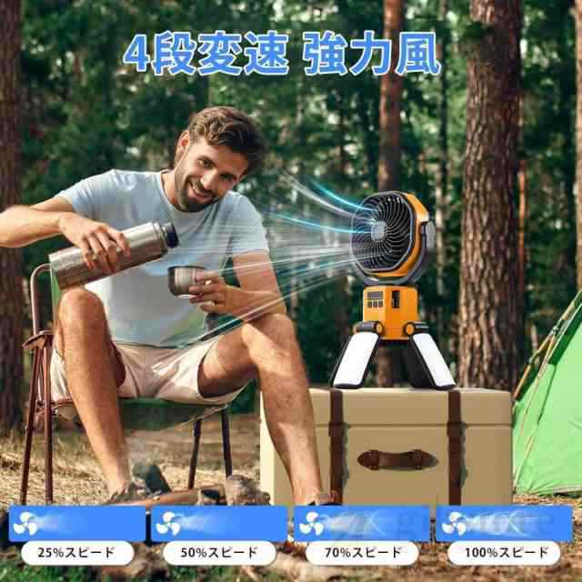 【ソロキャンプ必携】 扇風機 キャンプ扇風機 ソーラー扇風機 LED照明 6000mAh 超長航続 4 枚ソーラーパネル 自動首振り 瞬間冷却 強力送風 太陽光/USB充電式 省エネ 防災 熱中症対策 携帯扇風機 野球観戦 業務用 花火大会 アウトドア_5