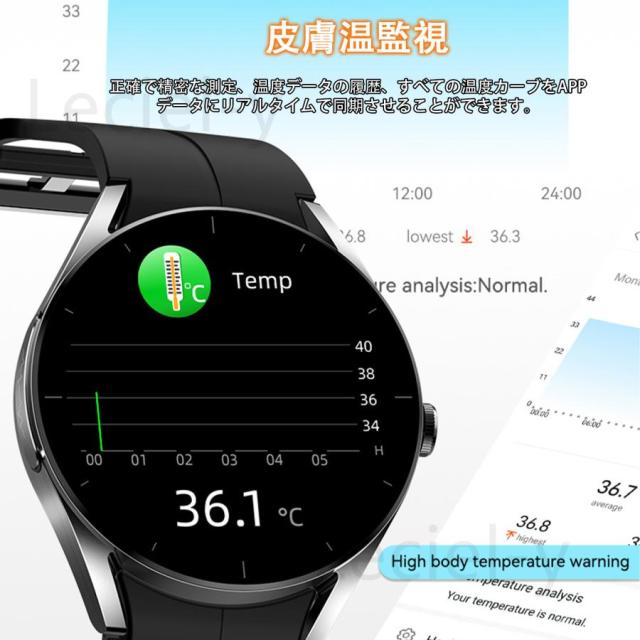 スマートウォッチ 血中脂質 尿酸測定 通話機能 体温 心拍数 血圧 心電図 血中酸素 歩数計 健康管理 多種類文字盤 誕生日 2026最新_8
