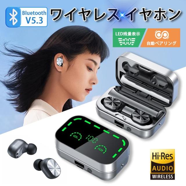 【2019進化版 Bluetooth5.0 HiFi高音質】 Bluetooth イヤホン 自動ペアリング 自動ON/OFF I ワイヤレスイヤホン Bluetooth5.4 自動接続 HD大画面付き 多言語設定