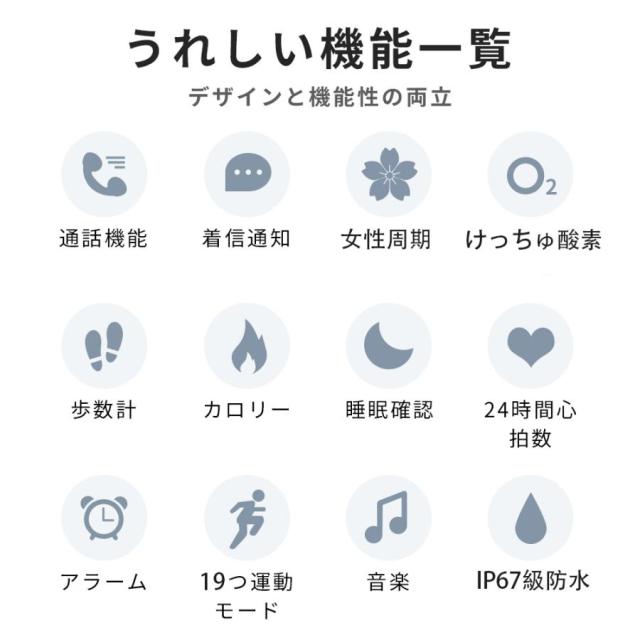 2026年新発スマートウォッチ レディース  ヘルススマートウォッチ 座りがち告げ知らせる 高明確さ心臓の鼓動数 着信告げ知らせる iPhone