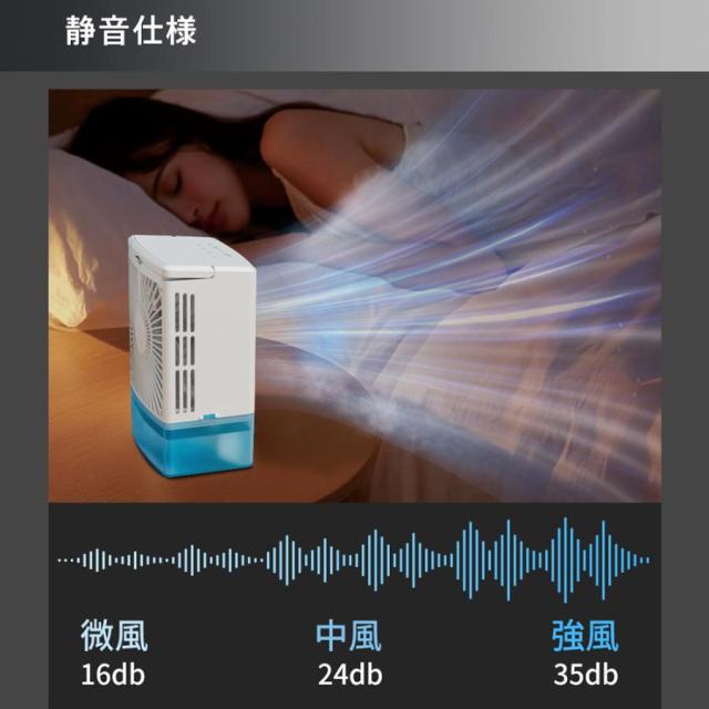 冷風機 -12℃冷却 2段階自動OFF 強力 小型 冷風扇 4WAYデザイン 最大風量 10m/s 3段階風量調整 省エネ 2種類ミストモード 卓上クーラー 1L 大容量タンク USB給電