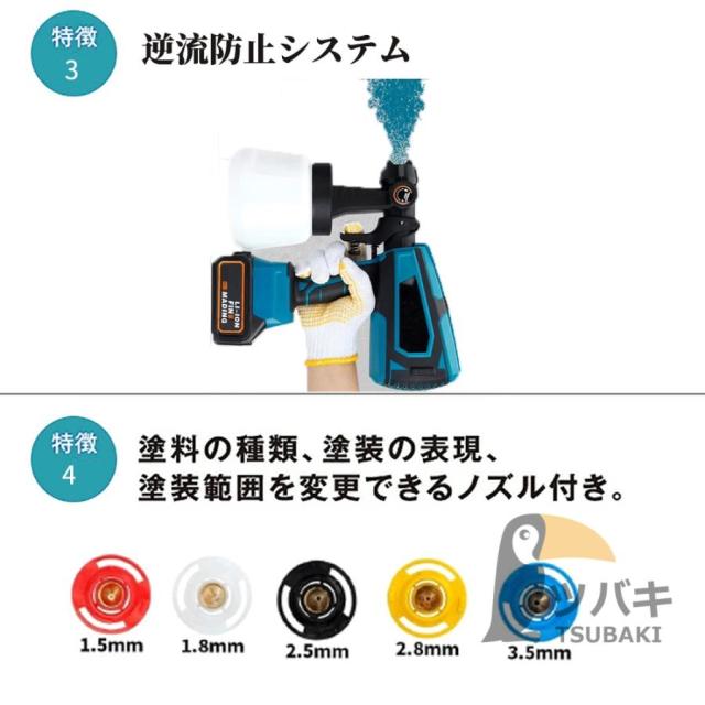 コードレス スプレーガン 電動スプレーガン スプレーガン 電動 塗装 マキタ 18Vバッテリー併用 充電式噴霧の幅調整可能 噴霧 電動ペインター 家庭用_10