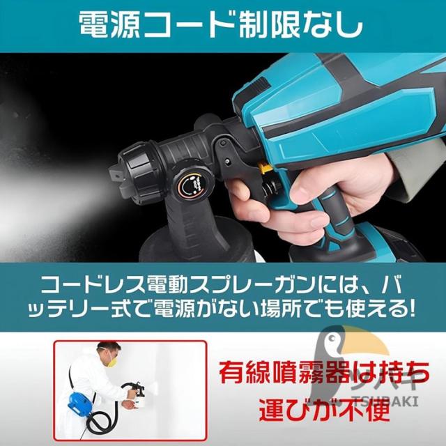 コードレス スプレーガン 電動スプレーガン スプレーガン 電動 塗装 マキタ 18Vバッテリー併用 充電式噴霧の幅調整可能 噴霧 電動ペインター 家庭用_1