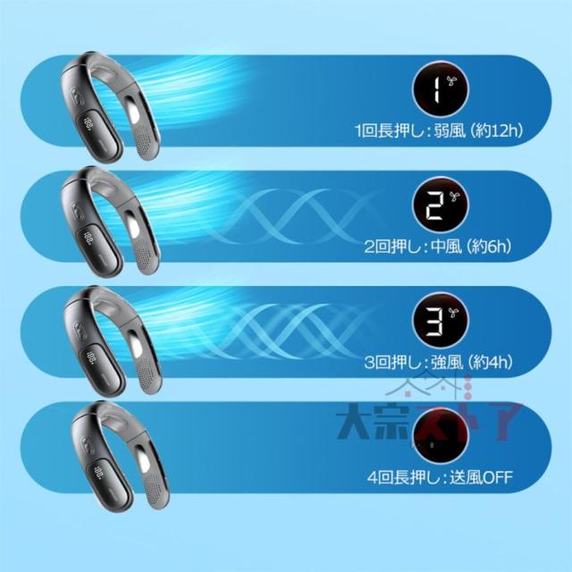 首掛け扇風機 ネッククーラー 冷風 扇風機 軽量 接触涼感 冷却 携帯 3600mAh LCD液晶ディスプレイ ネックファン 静音設計 くびかけ扇風機 アウトドア 熱中症対策_15