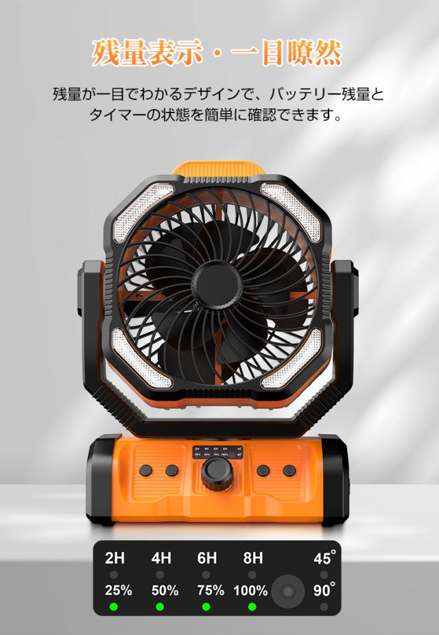 扇風機 首振り 卓上 アウトドア 卓上扇風機 20000mAh モバイルバッテリー機能 小型 LEDファン サーキュレーター 充電式 LED キャンプ 防災_8