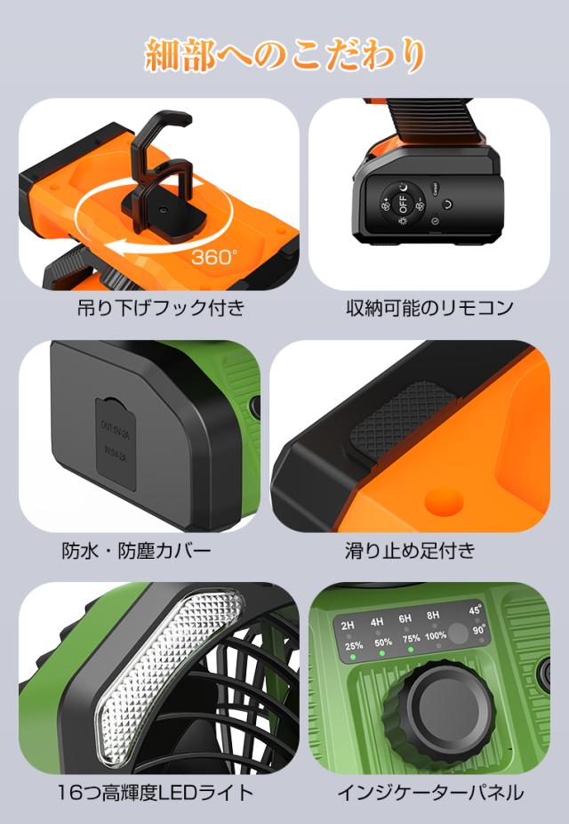 扇風機 首振り 卓上 アウトドア 卓上扇風機 20000mAh モバイルバッテリー機能 小型 LEDファン サーキュレーター 充電式 LED キャンプ 防災_12