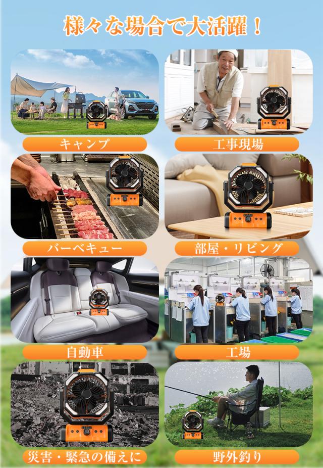 扇風機 首振り 卓上 アウトドア 卓上扇風機 20000mAh モバイルバッテリー機能 小型 LEDファン サーキュレーター 充電式 LED キャンプ 防災_13