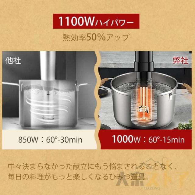 低温調理器 防水 ハイパワー スロークッカー コンテナ 低温調理器具 家庭用 日本向けに設計 予約機能 低温調理機 スリム低温調理器 真空調理器 クリップ式 2026_11