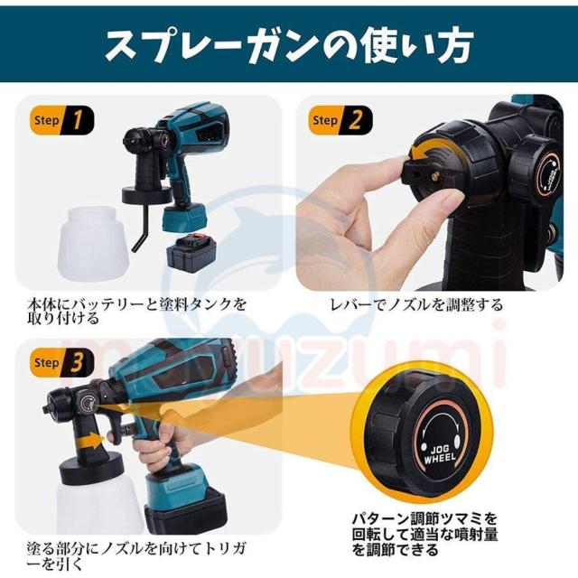 コードレススプレーガン 電動スプレーガン スプレーガン 電動 塗装 DIY 塗料 マキタ18Vバッテリー併用 充電式噴霧の幅調整可能 噴霧 電動ペインター 家庭用_12