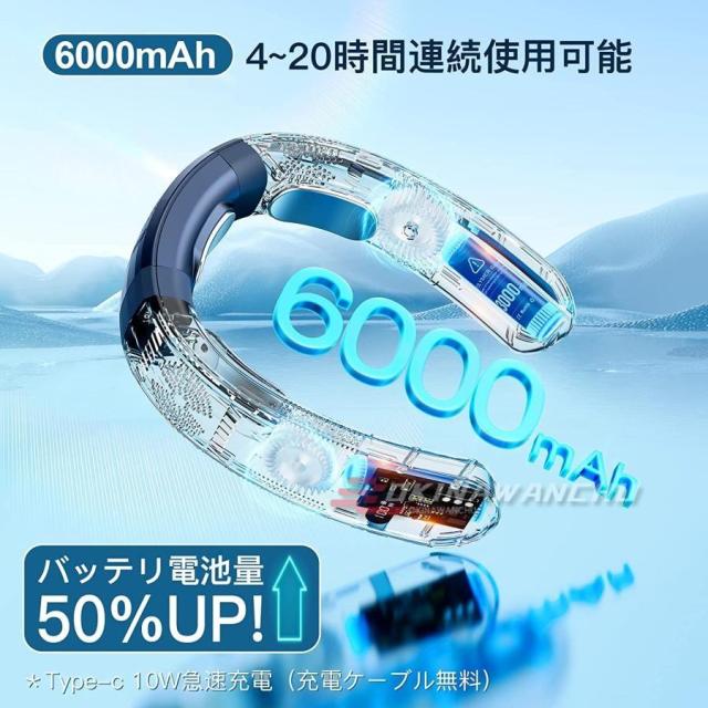 ネッククーラー 首掛け扇風機 2026 携帯用扇風機 dcモーター 羽なし 3つ冷却プレート 半導体冷却 日本製 扇風機 6000mAh大容量 送風 冷房/暖房 ネックヒーター_5